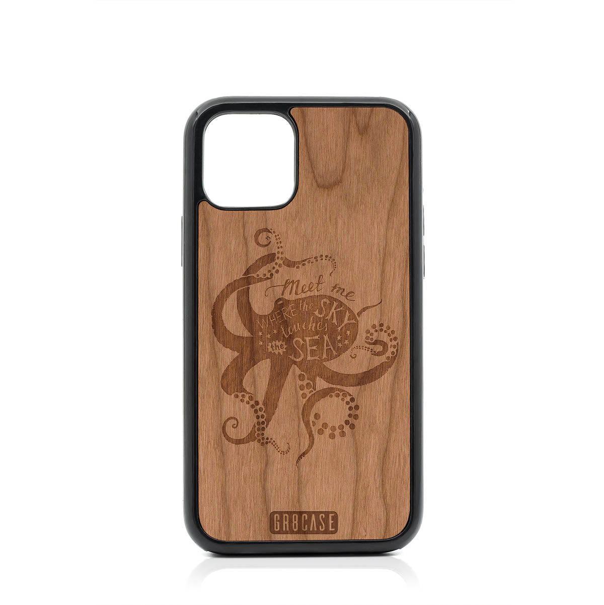 Meet Me Where The Sky Touches The Sea (Octopus) Design Wood Case For iPhone 11 Pro