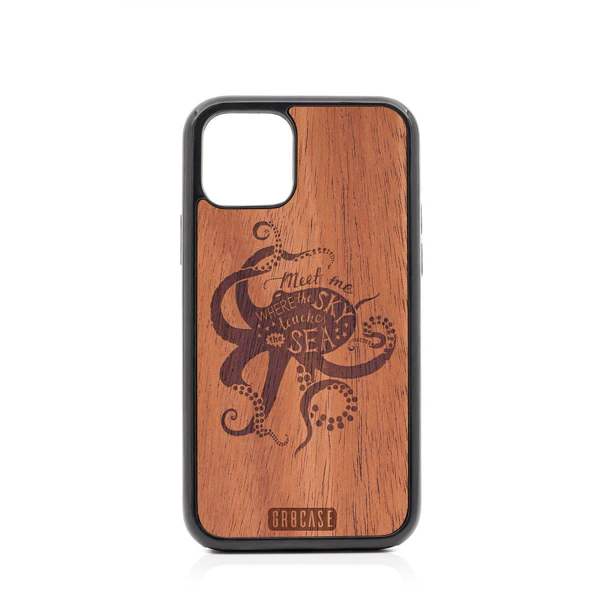 Meet Me Where The Sky Touches The Sea (Octopus) Design Wood Case For iPhone 11 Pro