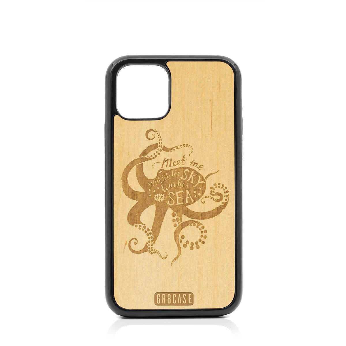 Meet Me Where The Sky Touches The Sea (Octopus) Design Wood Case For iPhone 11 Pro