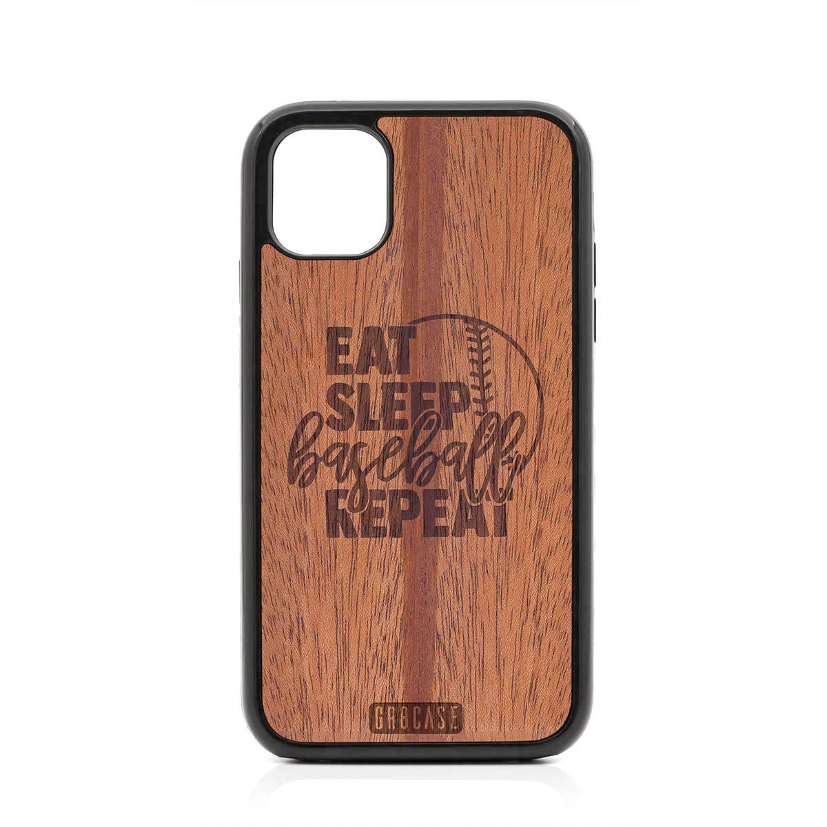 Eat Sleep Baseball Repeat Design Wood Case For iPhone 11