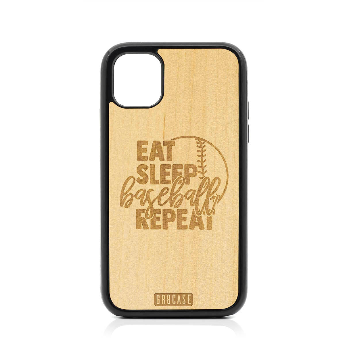 Eat Sleep Baseball Repeat Design Wood Case For iPhone 11