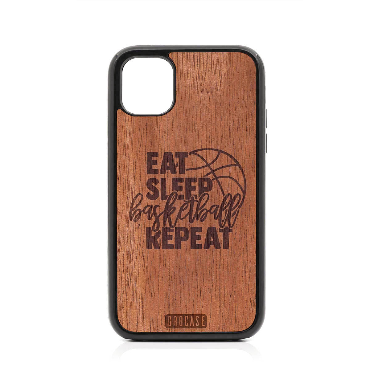 Eat Sleep Basketball Repeat Design Wood Case For iPhone 11