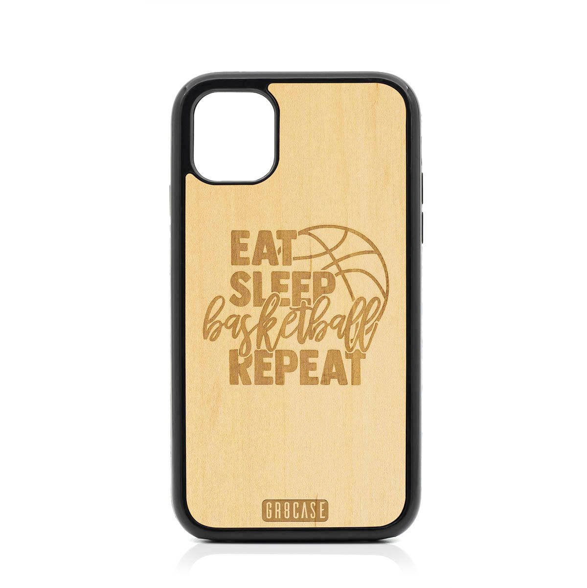 Eat Sleep Basketball Repeat Design Wood Case For iPhone 11