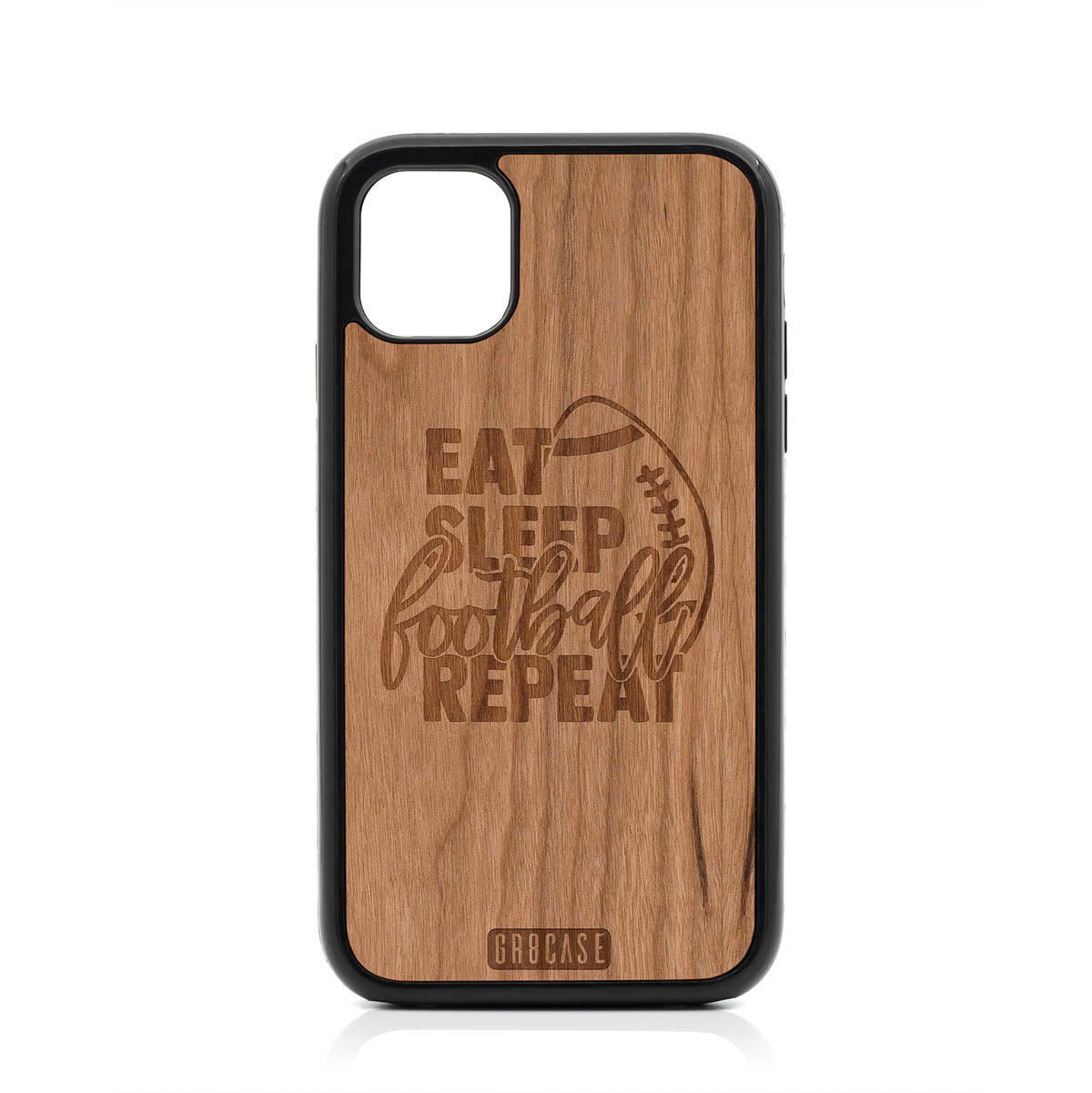 Eat Sleep Football Repeat Design Wood Case For iPhone 11