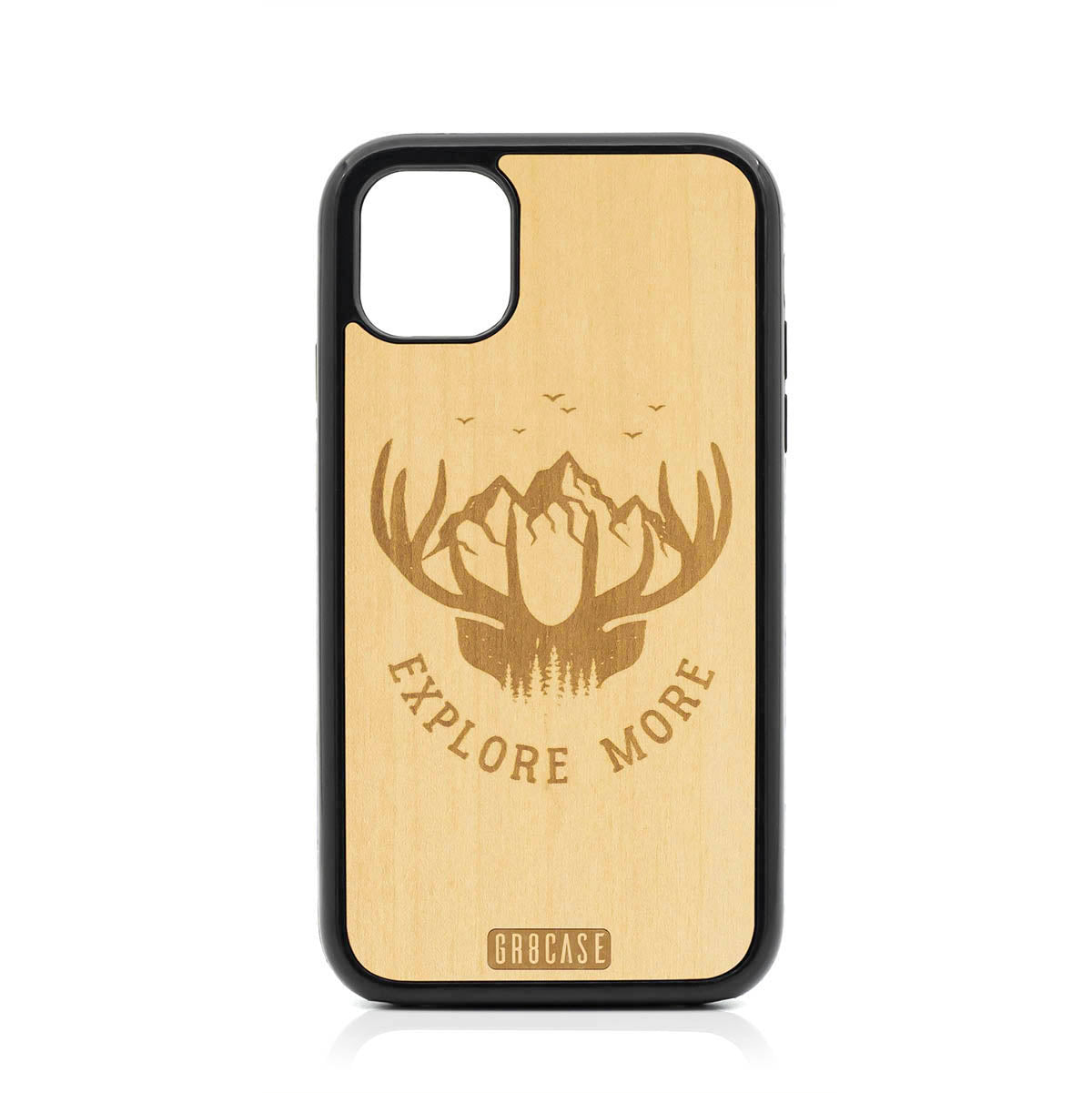 Explore More (Forest, Mountains &amp; Antlers) Design Wood Case For iPhone 11 by GR8CASE