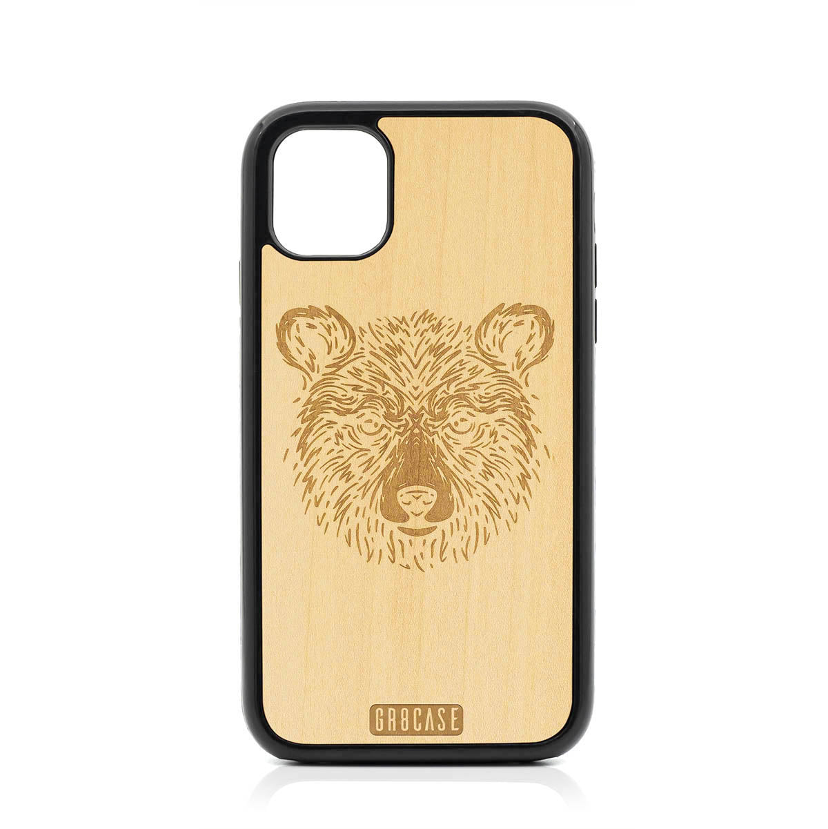 Furry Bear Design Wood Case For iPhone 11
