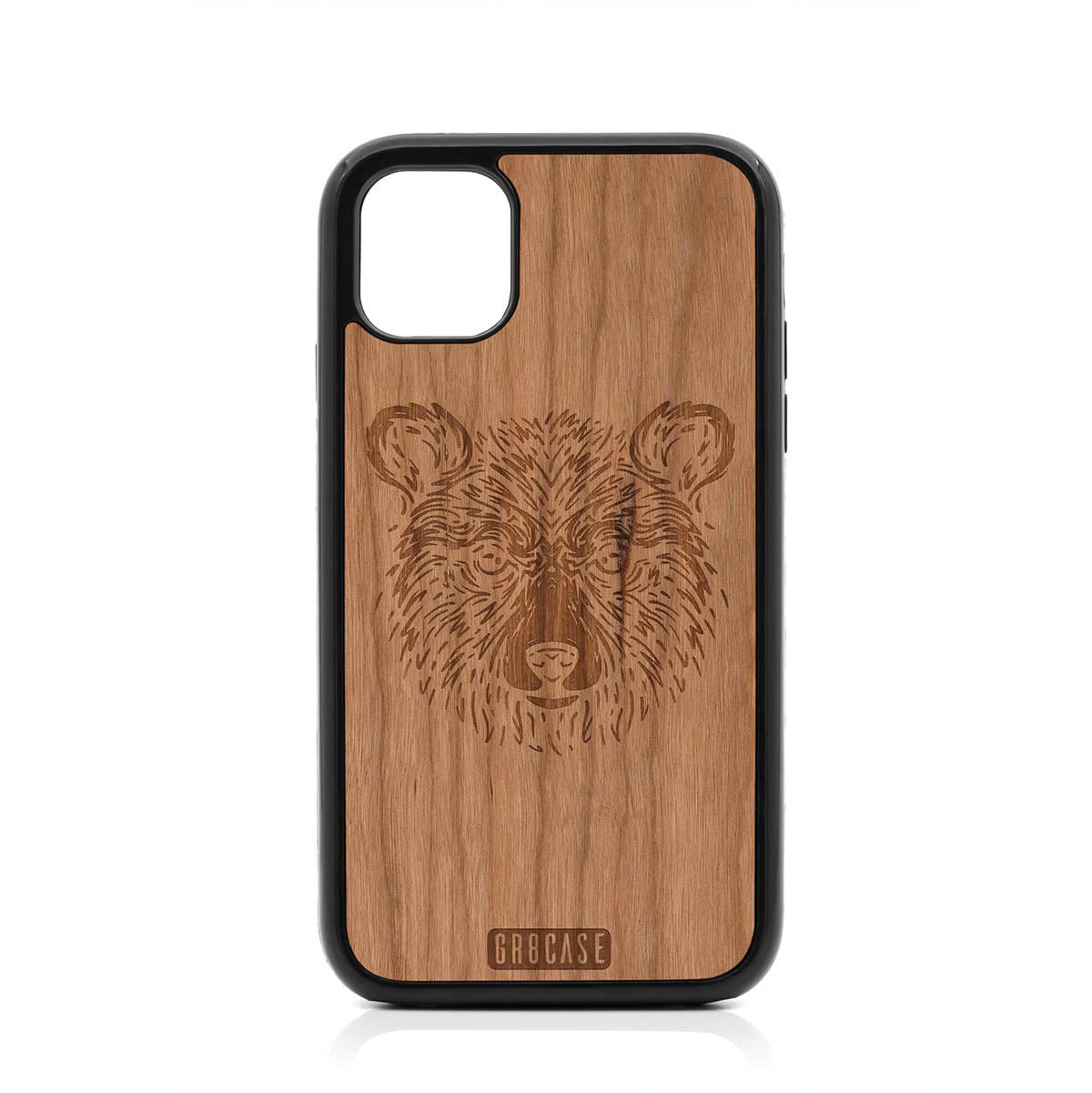 Furry Bear Design Wood Case For iPhone 11