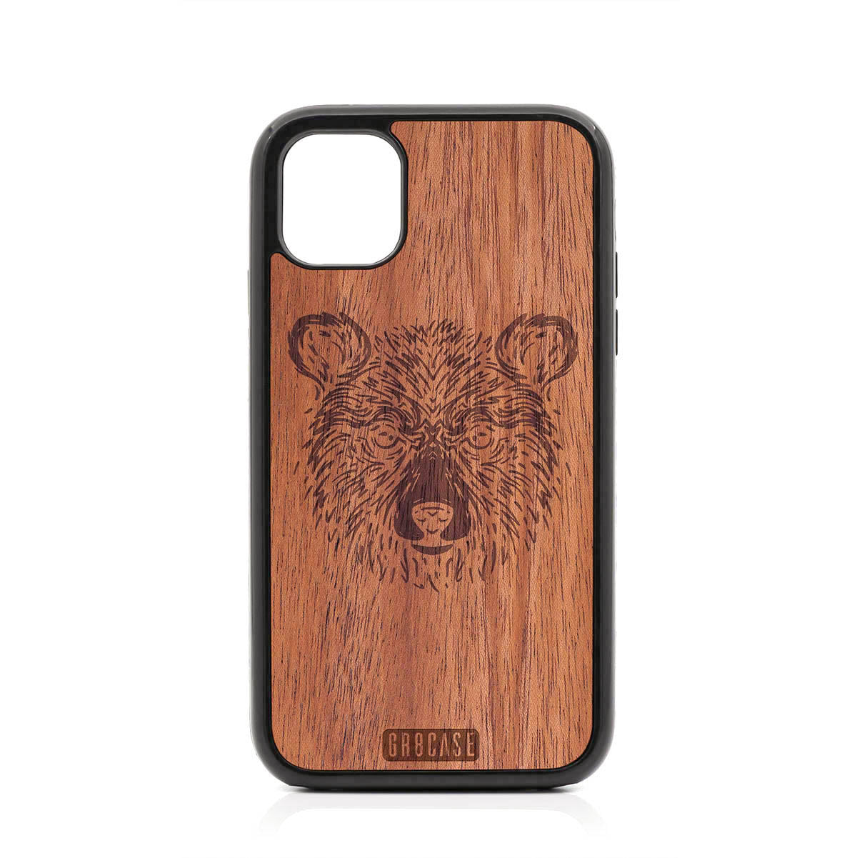 Furry Bear Design Wood Case For iPhone 11