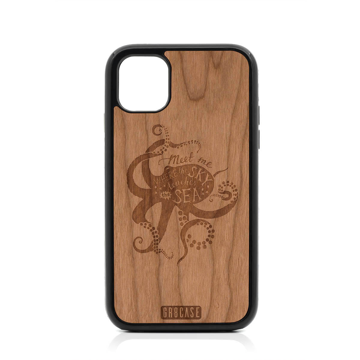 Meet Me Where The Sky Touches The Sea (Octopus) Design Wood Case For iPhone 11