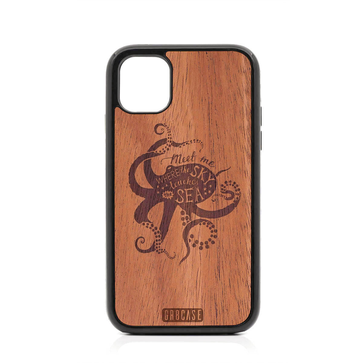 Meet Me Where The Sky Touches The Sea (Octopus) Design Wood Case For iPhone 11