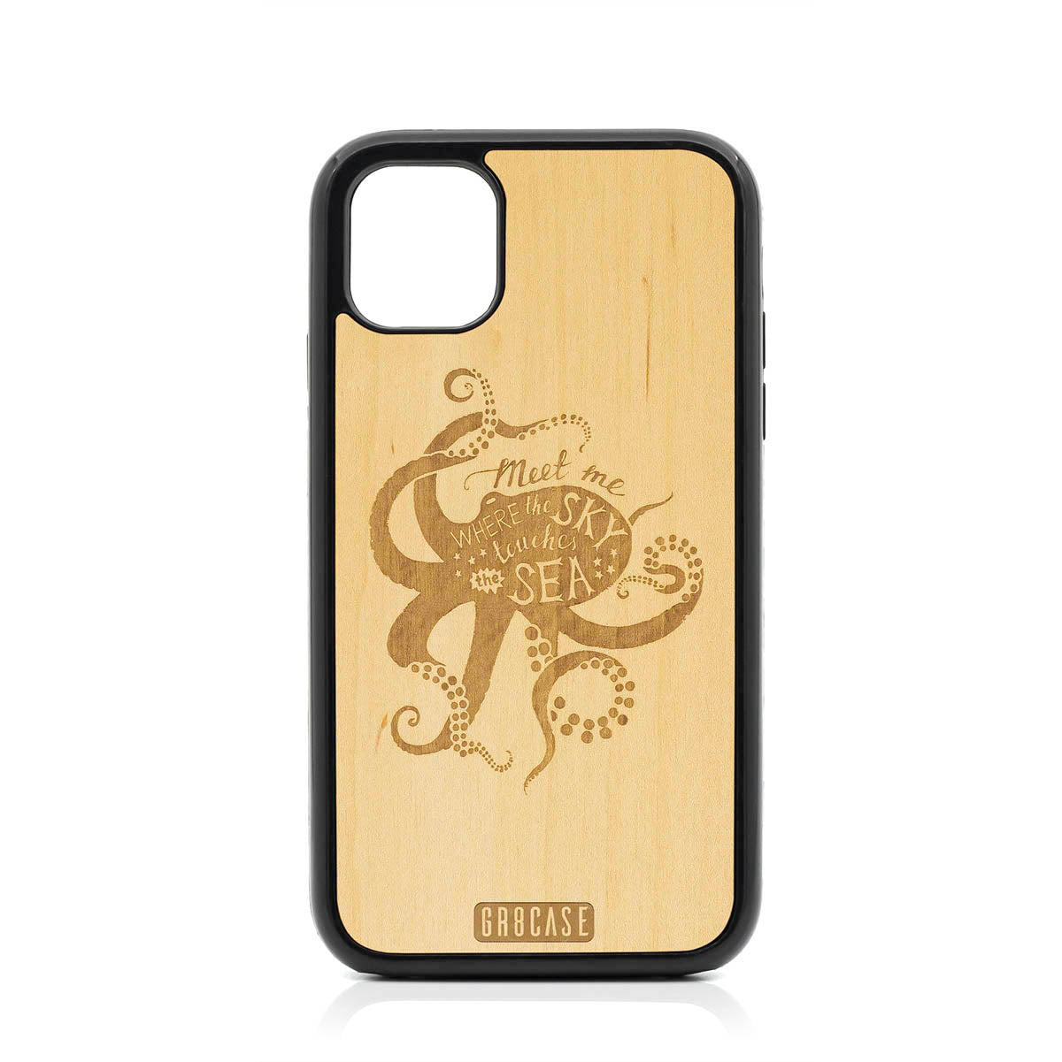 Meet Me Where The Sky Touches The Sea (Octopus) Design Wood Case For iPhone 11