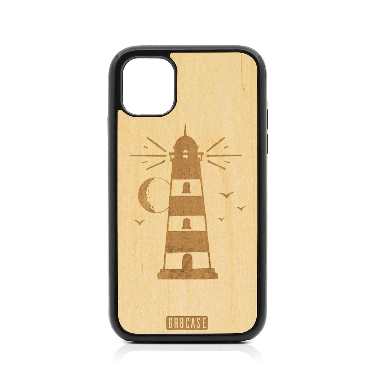 Midnight Lighthouse Design Wood Case For iPhone 11