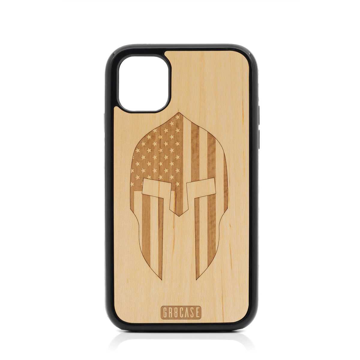 USA Spartan Helmet Design Wood Case For iPhone 11