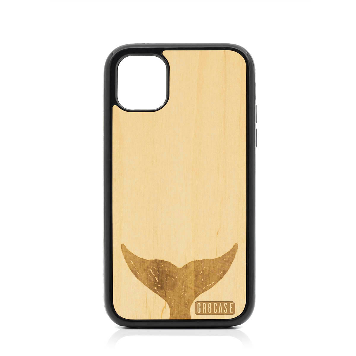 Whale Tail Design Wood Case For iPhone 11
