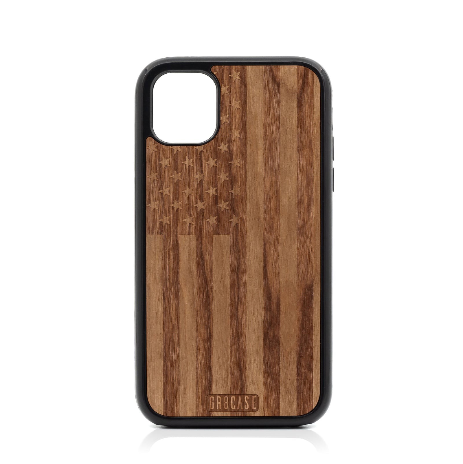 USA Flag Design Wood Case For iPhone 11