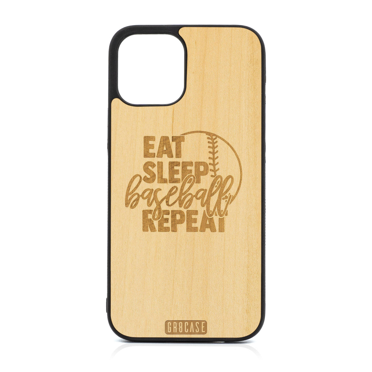 Eat Sleep Baseball Repeat Design Wood Case For iPhone 12 Pro Max
