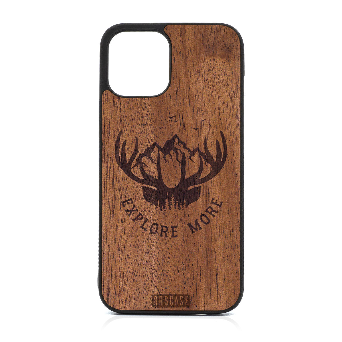 Explore More (Mountain &amp; Antlers) Design Wood Case For iPhone 12 Pro Max