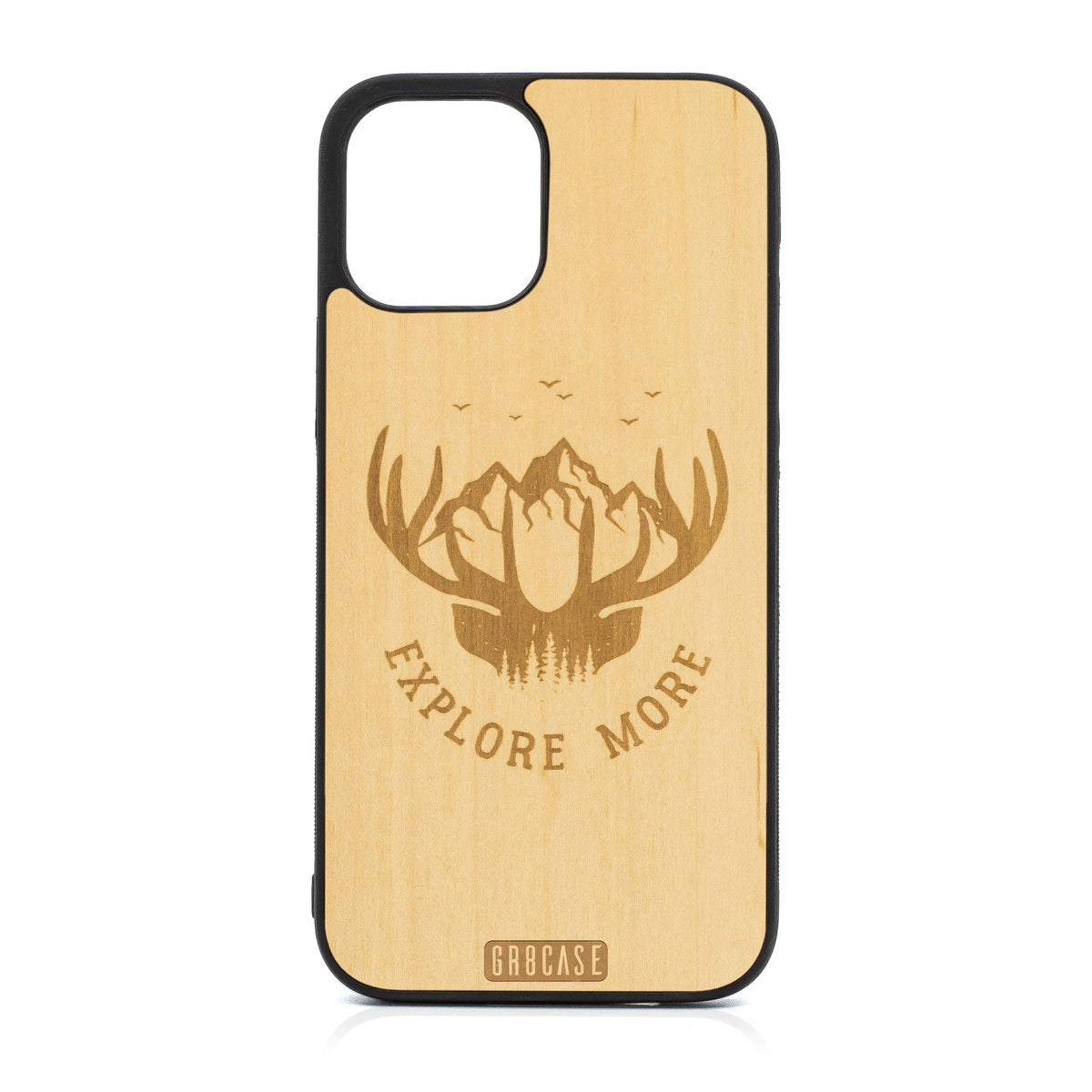 Explore More (Mountain &amp; Antlers) Design Wood Case For iPhone 12 Pro Max