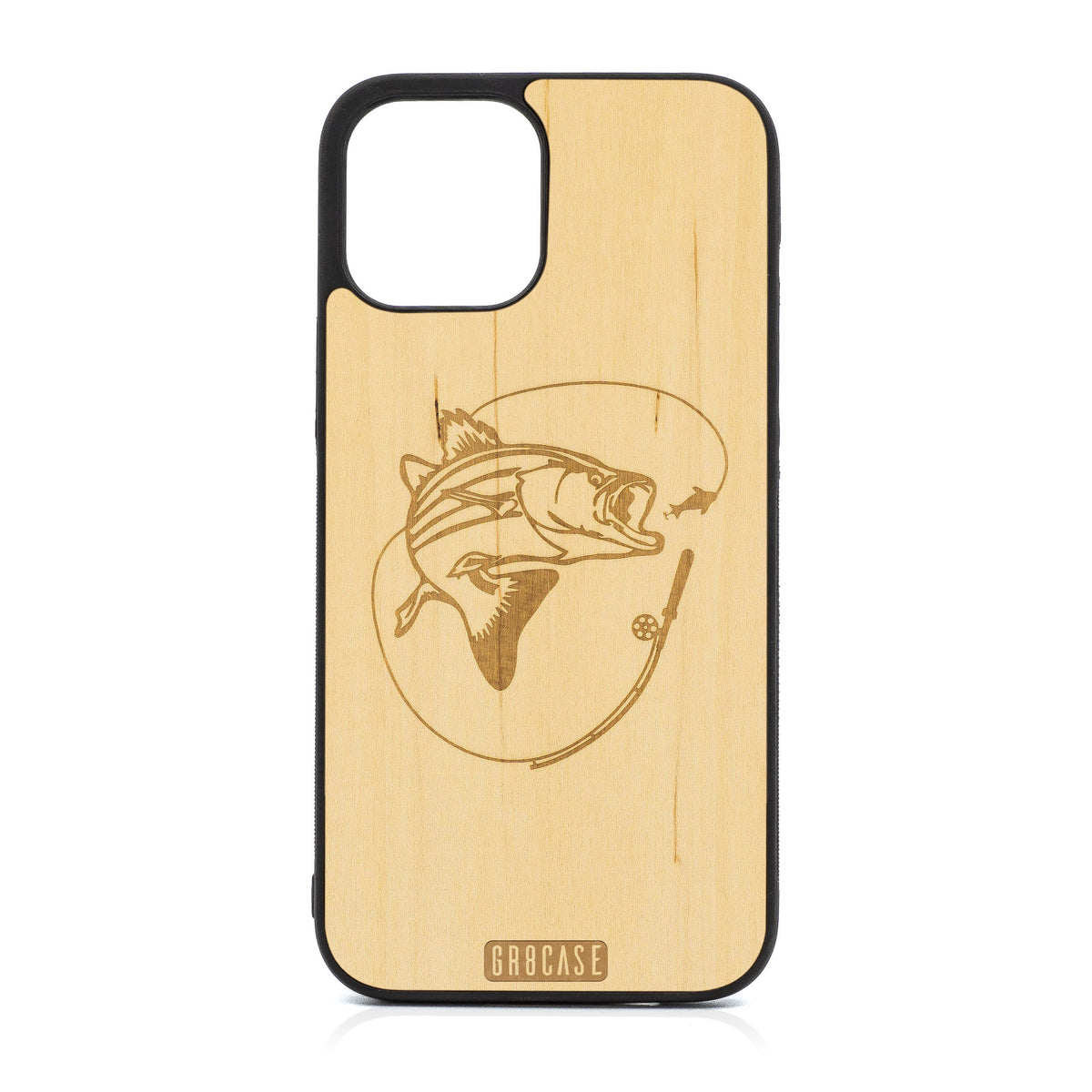 Fish and Reel Design Wood Case For iPhone 12 Pro Max