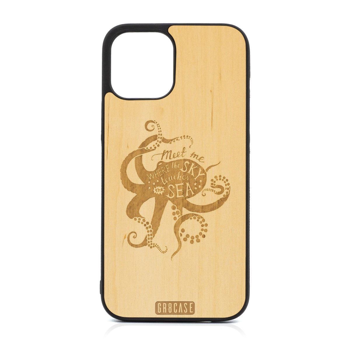 Meet Me Where The Sky Touches The Sea (Octopus) Design Wood Case For iPhone 12 Pro Max