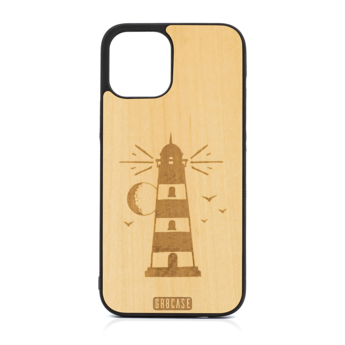 Midnight Lighthouse Design Wood Case For iPhone 12 Pro Max