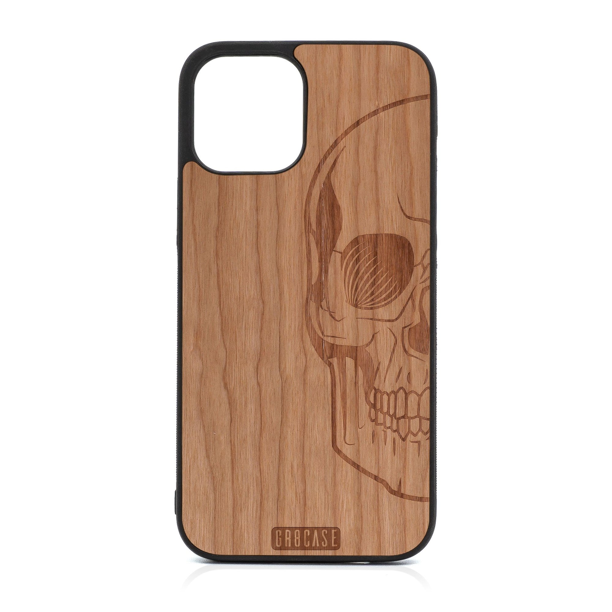 Half Skull Design Wood Case For iPhone 12 Pro Max