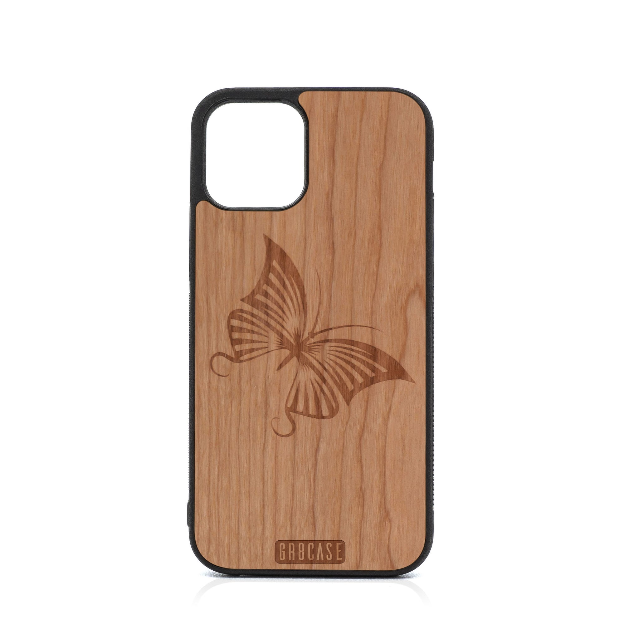 Butterfly Design Wood Case For iPhone 12 Pro