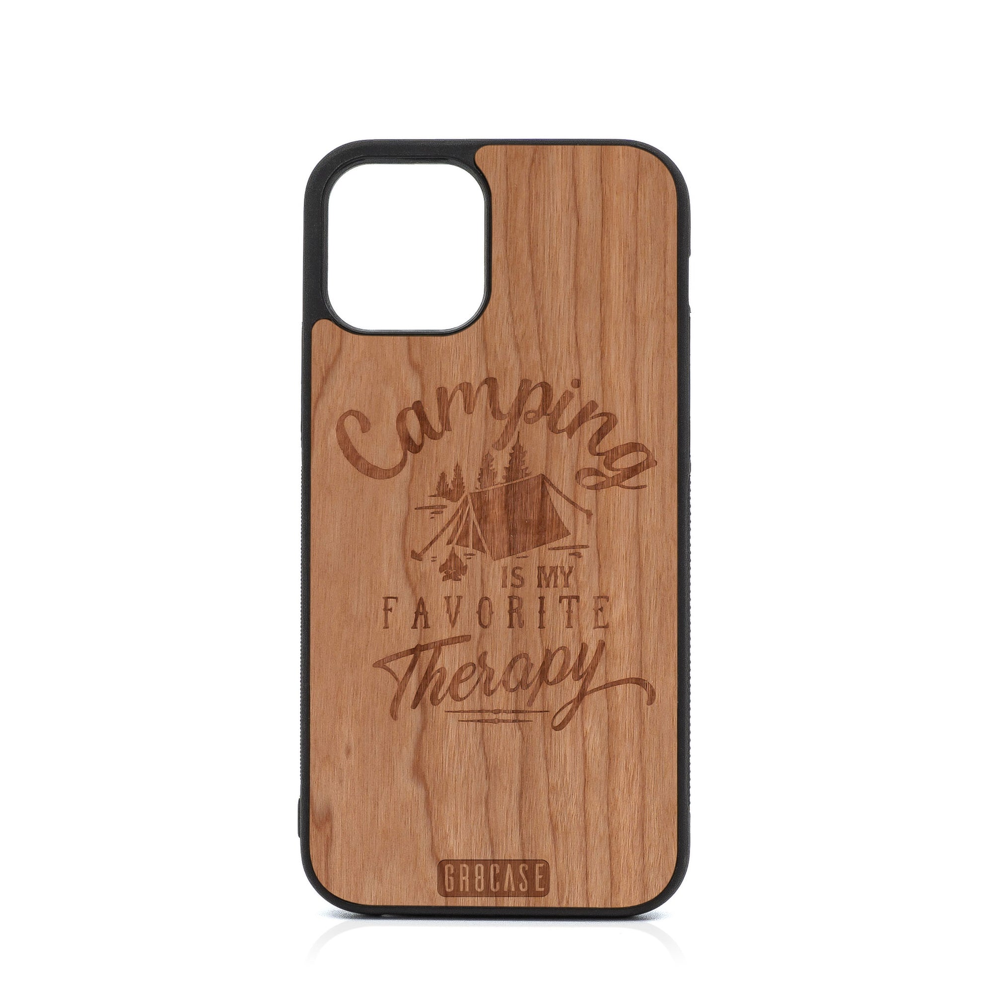 Camping Is My Favorite Therapy Design Wood Case For iPhone 12