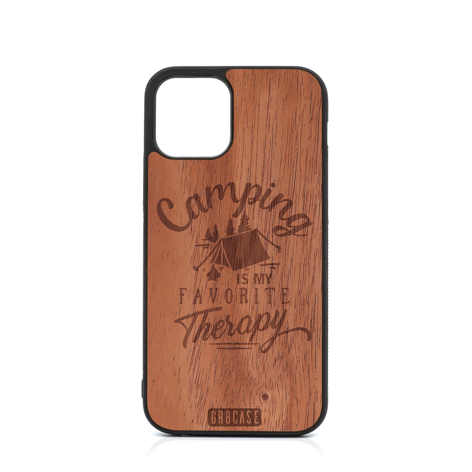 Camping Is My Favorite Therapy Design Wood Case For iPhone 12