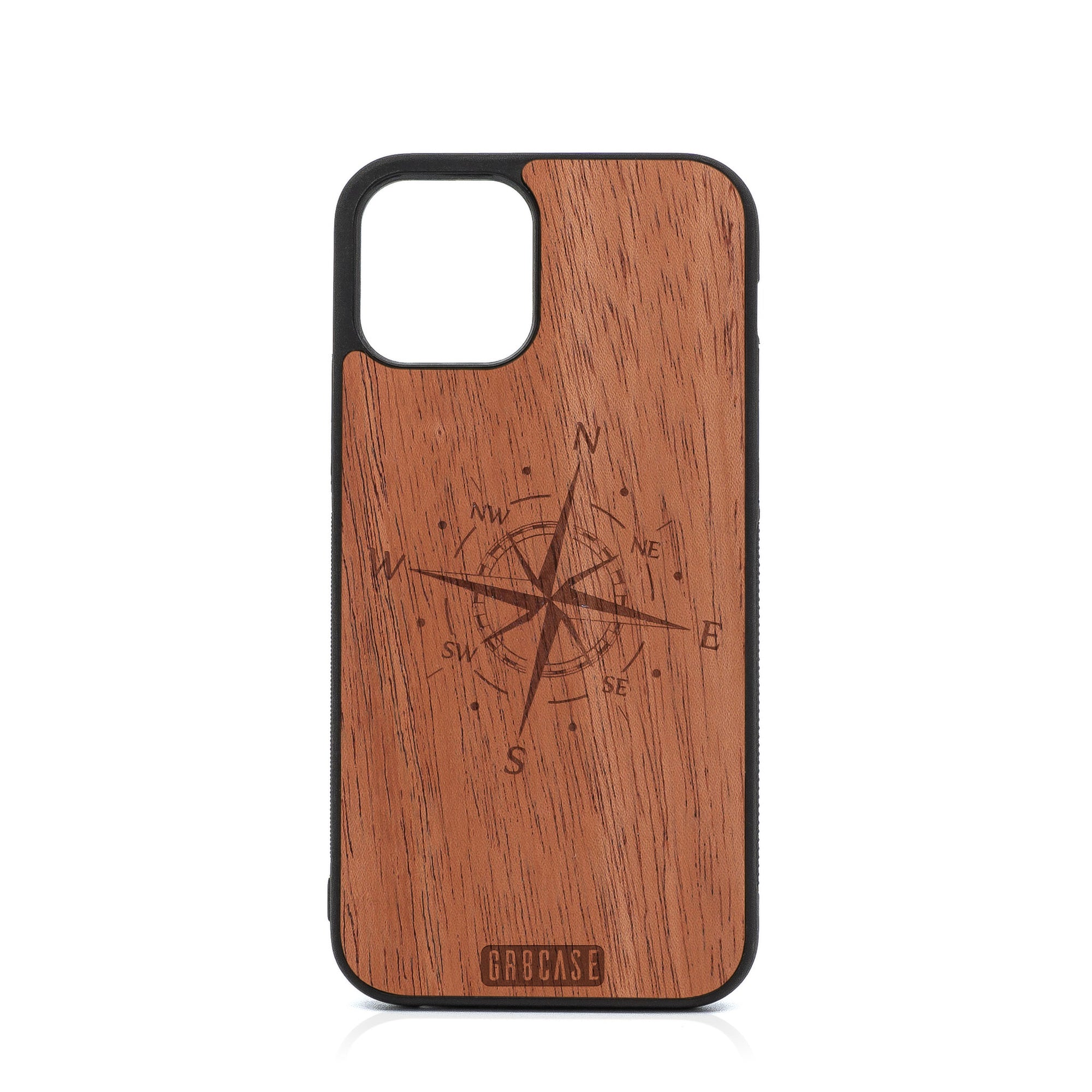 Compass Design Wood Case For iPhone 12