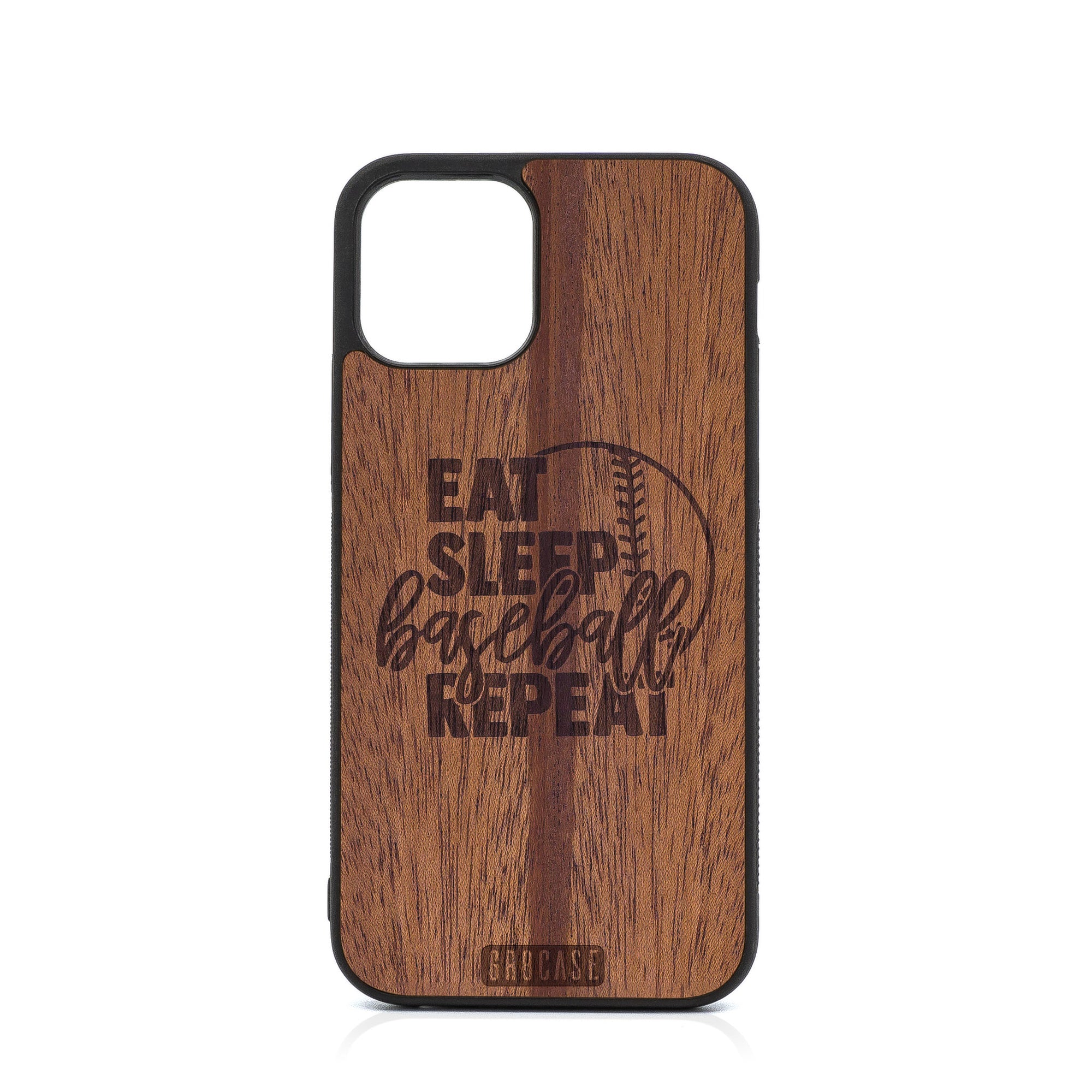 Eat Sleep Baseball Repeat Design Wood Case For iPhone 12 Pro