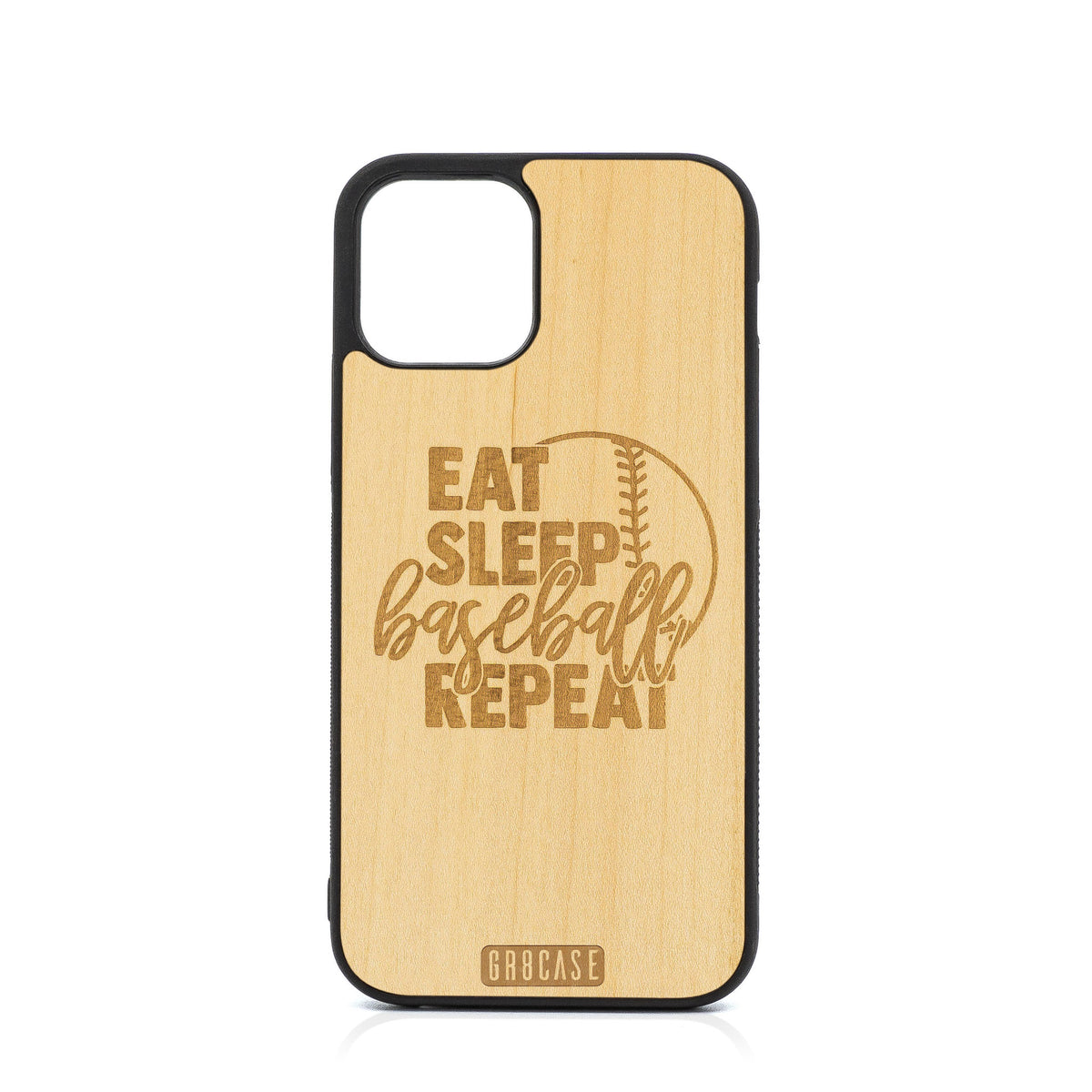 Eat Sleep Baseball Repeat Design Wood Case For iPhone 12 Pro