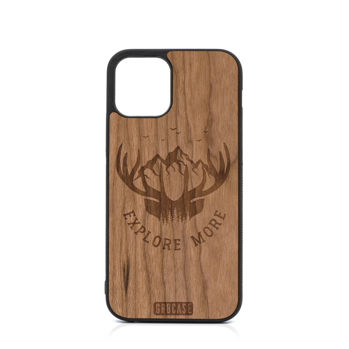 Explore More (Mountain &amp; Antlers) Design Wood Case For iPhone 12