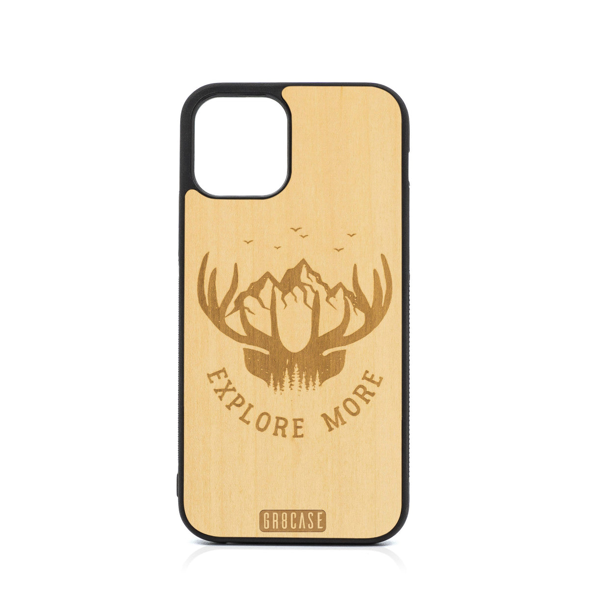 Explore More (Mountain &amp; Antlers) Design Wood Case For iPhone 12 Pro