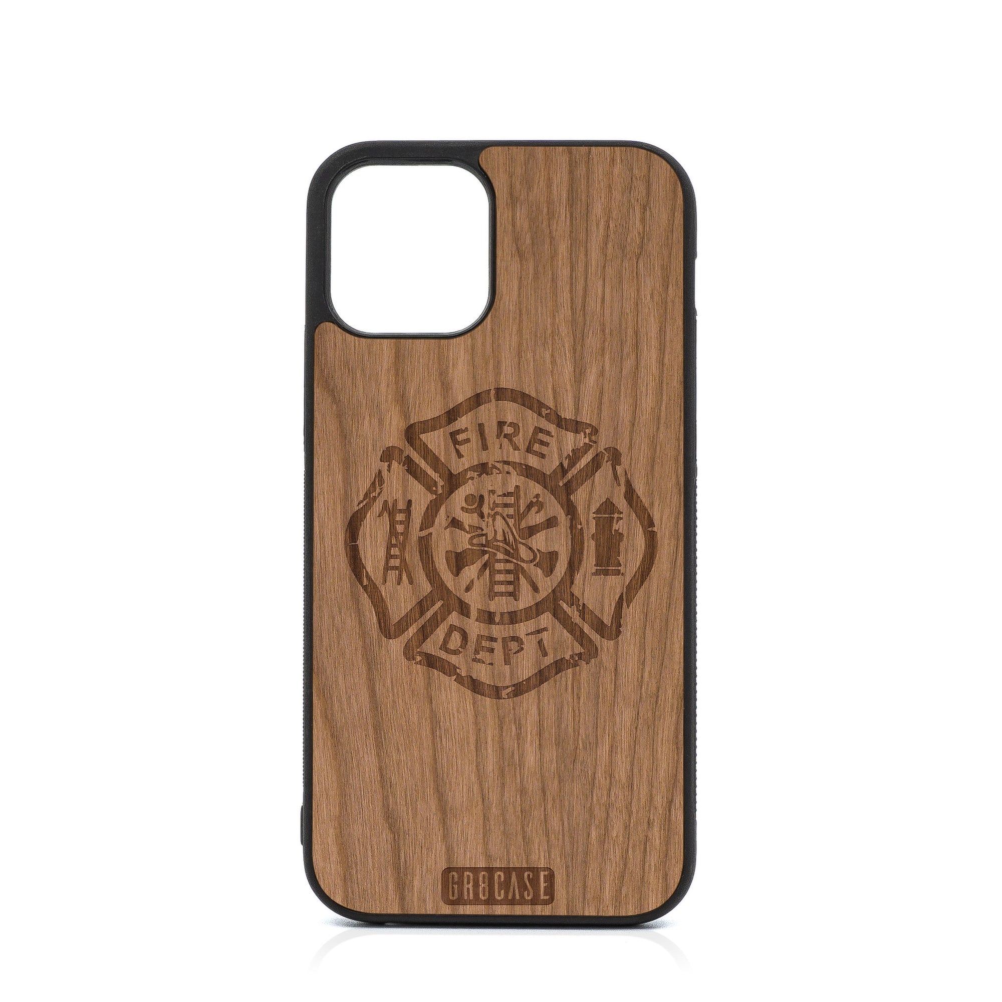 Fire Department Design Wood Case For iPhone 12 Pro