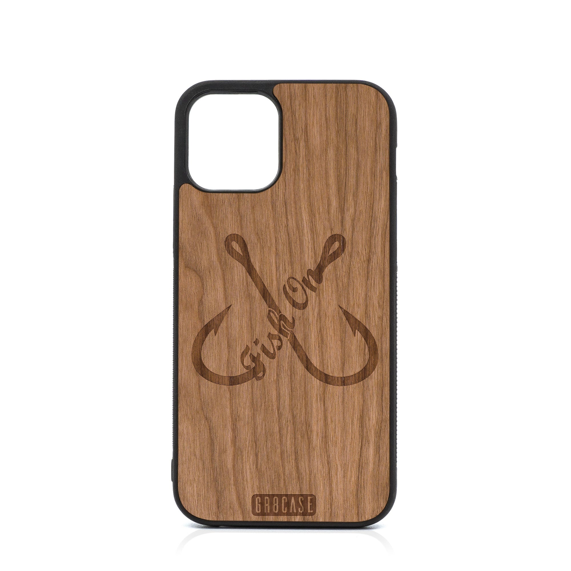Fish On (Fish Hooks) Design Wood Case For iPhone 12