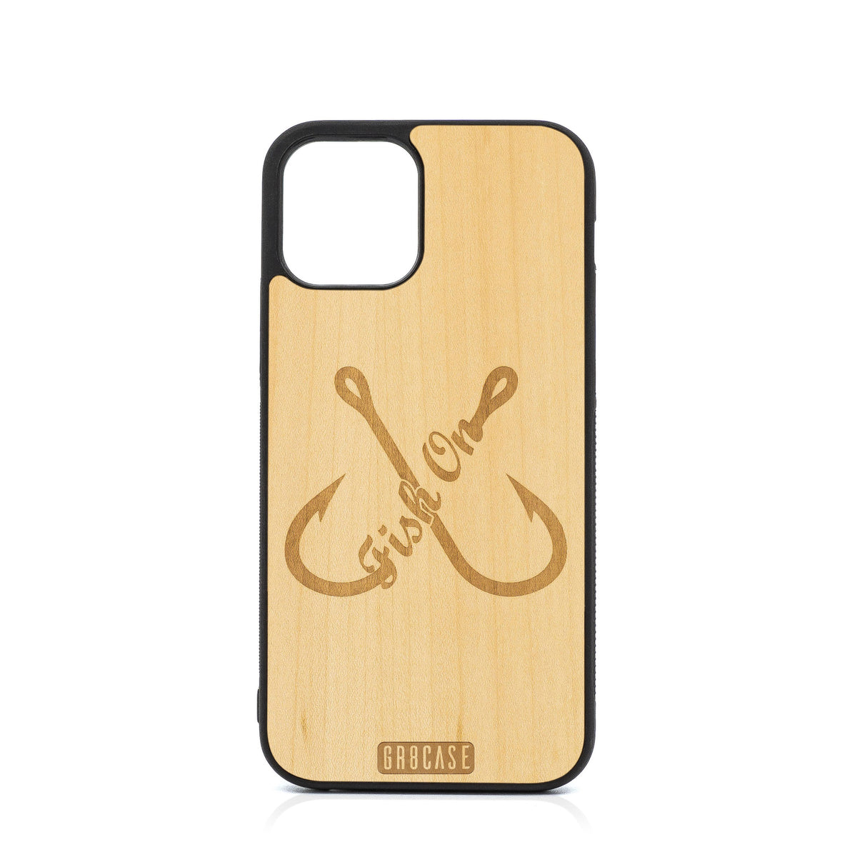 Fish On (Fish Hooks) Design Wood Case For iPhone 12