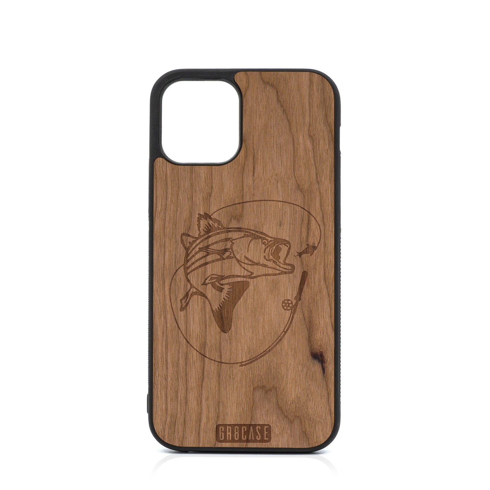 Fish and Reel Design Wood Case For iPhone 12