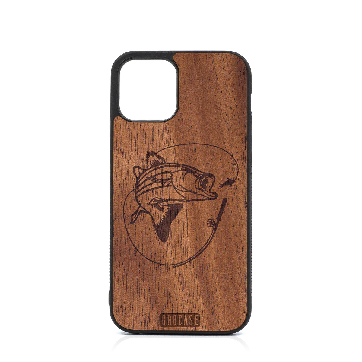 Fish and Reel Design Wood Case For iPhone 12