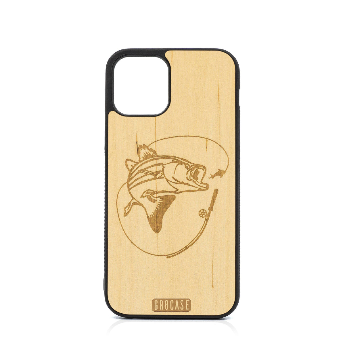 Fish and Reel Design Wood Case For iPhone 12 Pro