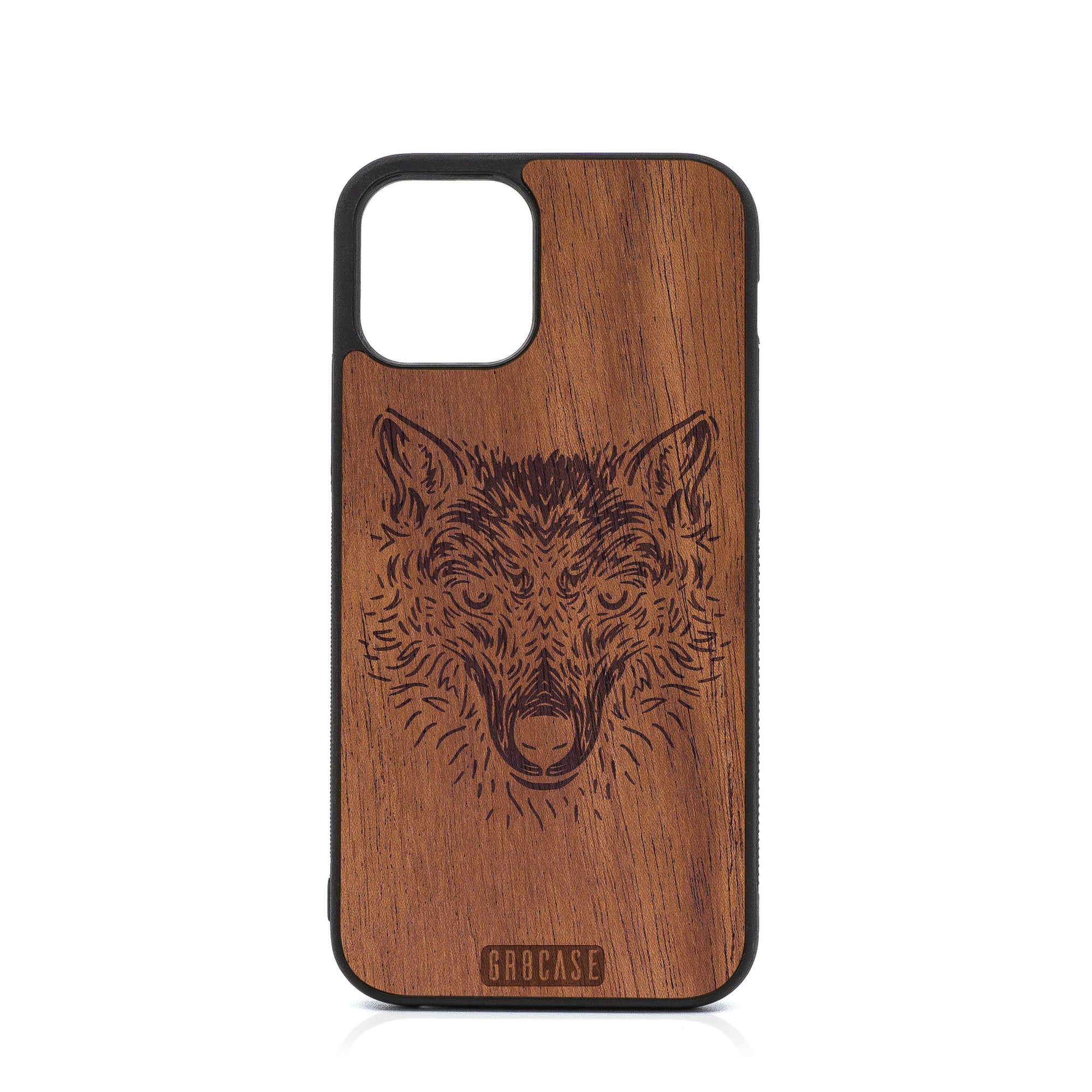 Furry Wolf Design Wood Case For iPhone 12