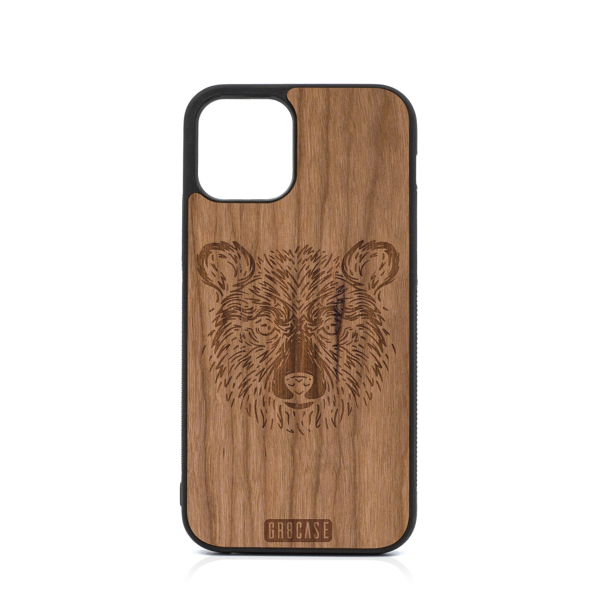 Furry Bear Design Wood Case For iPhone 12