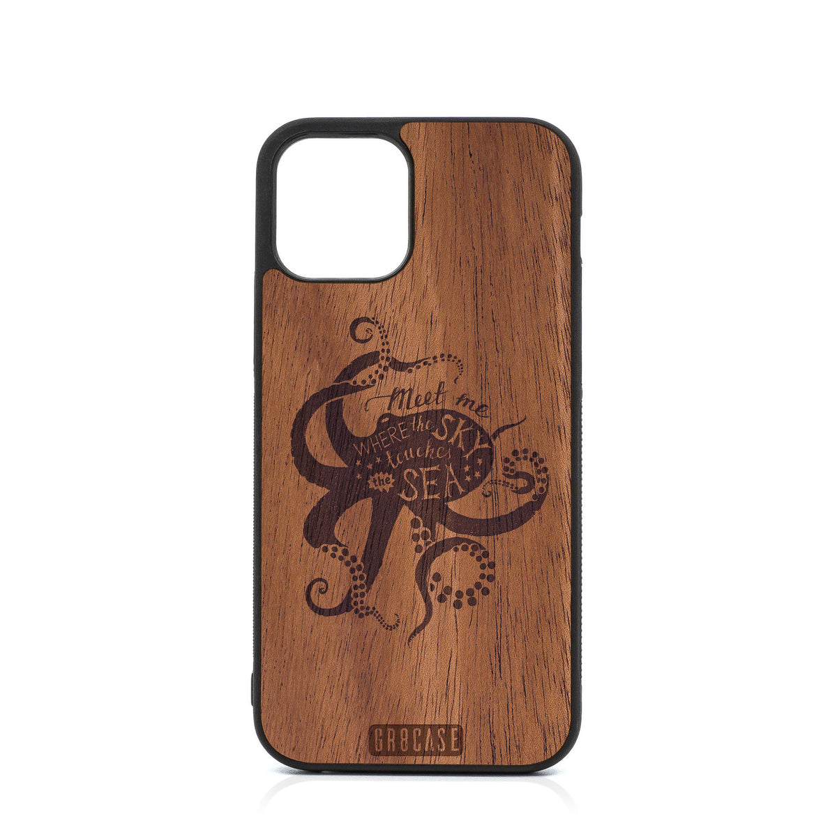 Meet Me Where The Sky Touches The Sea (Octopus) Design Wood Case For iPhone 12 Pro