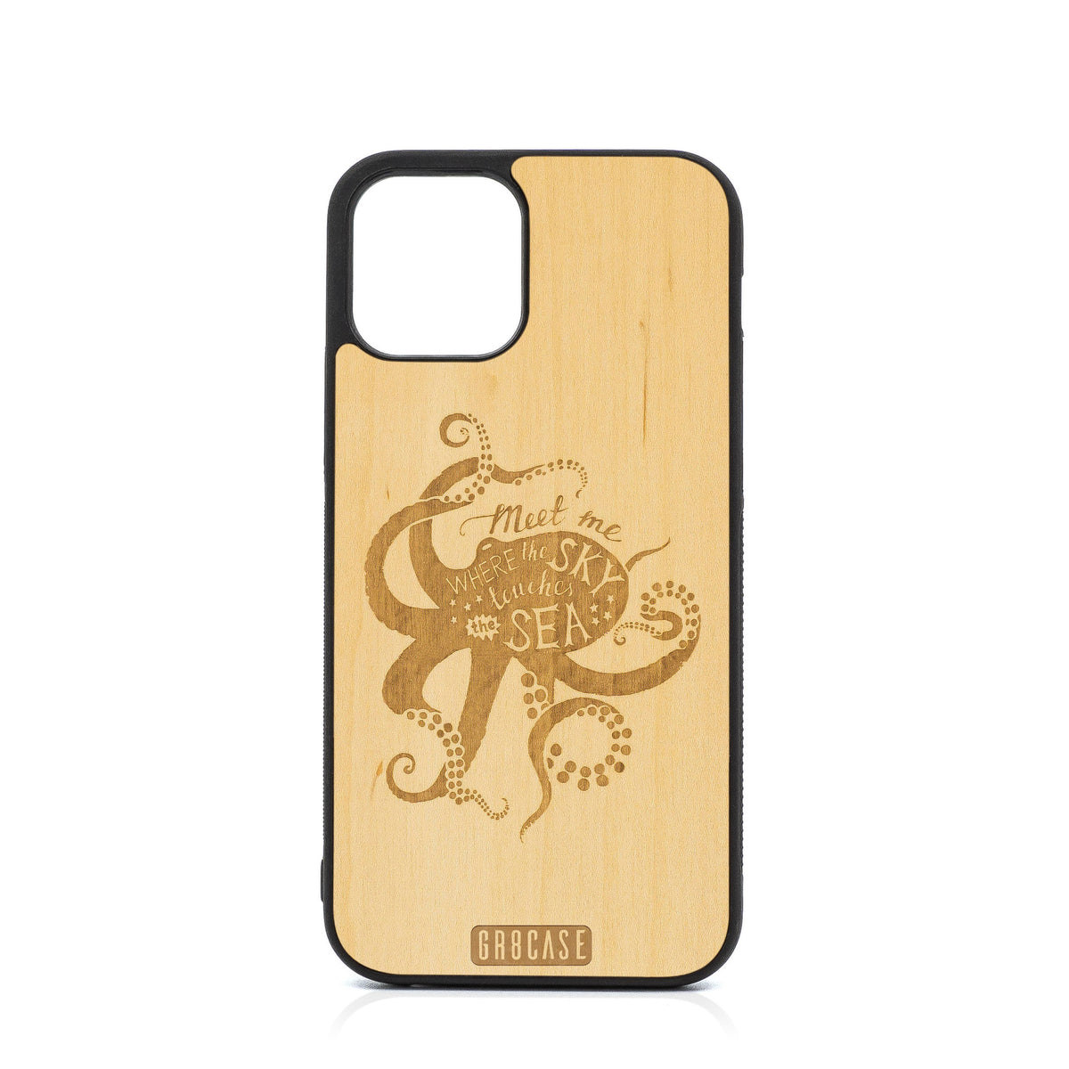Meet Me Where The Sky Touches The Sea (Octopus) Design Wood Case For iPhone 12