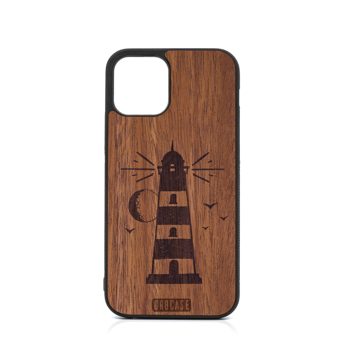 Midnight Lighthouse Design Wood Case For iPhone 12