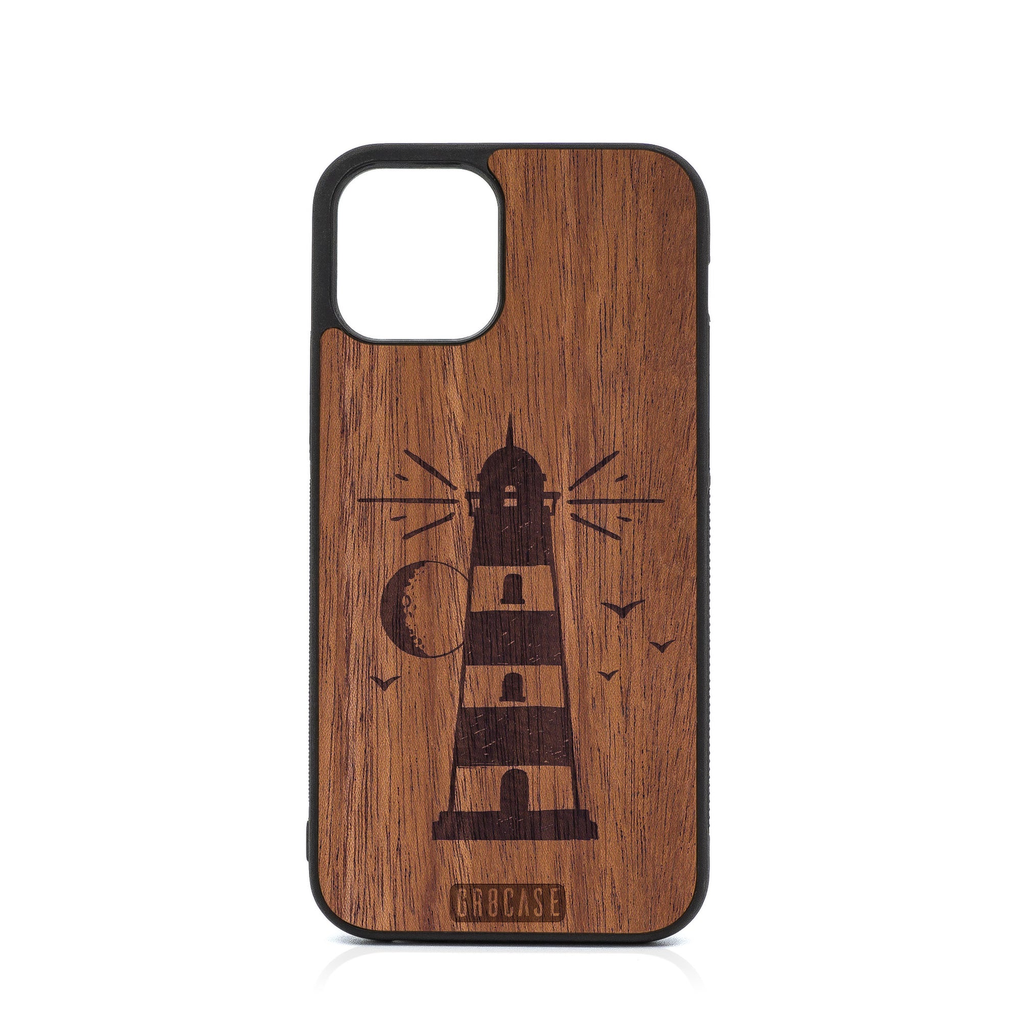 Midnight Lighthouse Design Wood Case For iPhone 12 Pro