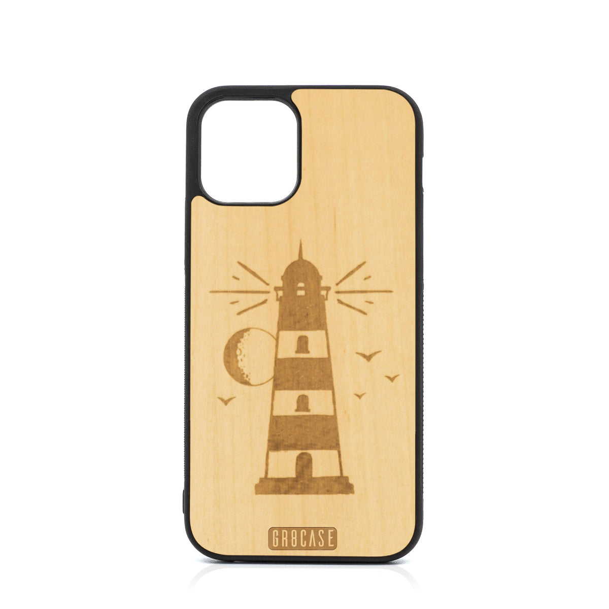 Midnight Lighthouse Design Wood Case For iPhone 12 Pro