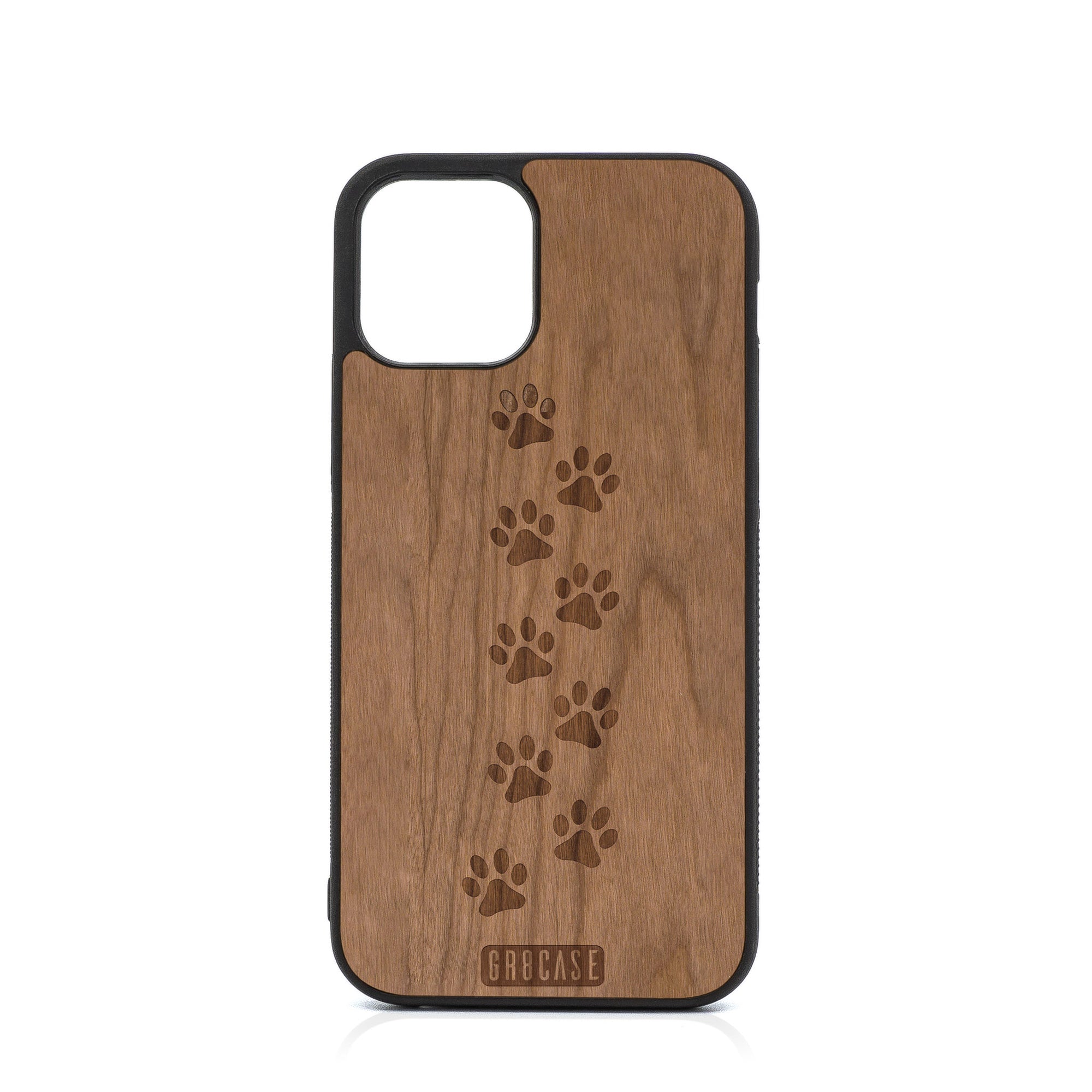 Paw Prints Design Wood Case For iPhone 12 Pro