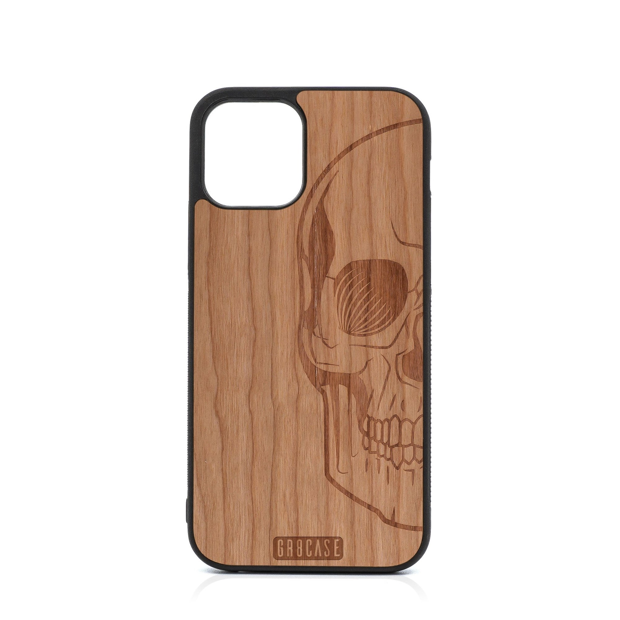Half Skull Design Wood Case For iPhone 12