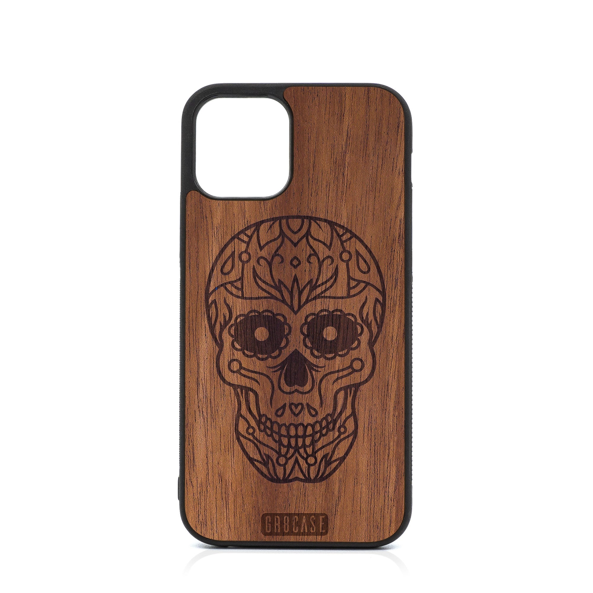 Sugar Skull Design Wood Case For iPhone 12